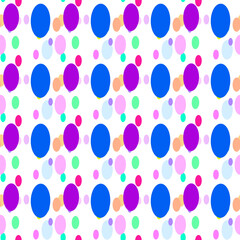 Seamless pattern with multi-colored yellow, orange, green, pink, purple, blue bright ovals on a white background. Use for fabric, textile, napkins, packaging, web design, children's things.