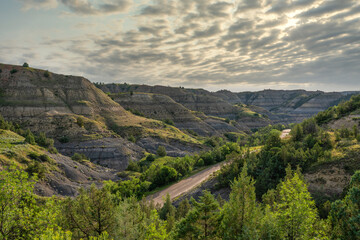 Naklejka premium Along the Caprock Coulee Nature Trail in the Theodore Roosevelt National Park - North Unit on the Little Missouri River - North Dakota Badlands