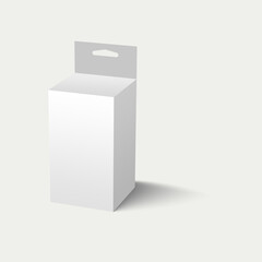 3d illustration white hang slot packaging box isolated on white background. suitable for your project element design.