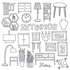 Doodle interior vector illustration, ideal for print, web