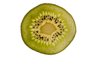 Slice of kiwi fruit white isolated