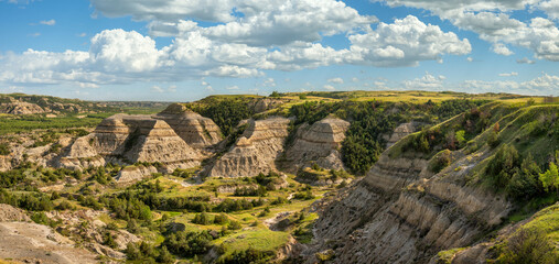 Oxbow Overlook in the Theodore Roosevelt National Park - North Unit on the Little Missouri River -...