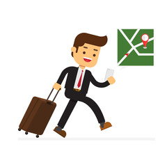 Businessman using map application on smart phone