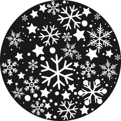 Print Hand-drawing silhouette background collection. Vector Christmas pattern background.