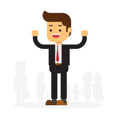 Businessman opens his arms