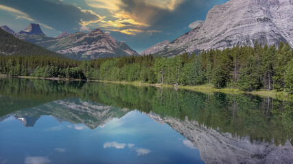 wonderful reflection from the mountain in the lake in canada