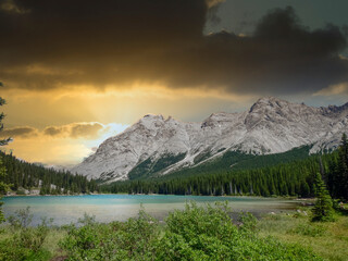 wonderful lake in the mountain outside the city