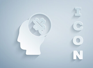 Paper cut Casino slot machine with clover symbol icon isolated on grey background. Gambling games. Paper art style. Vector