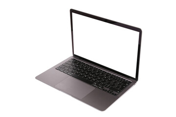 open laptop with white screen isolated on white background