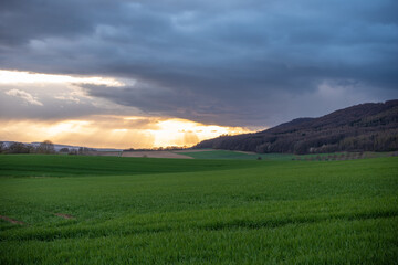 Country landscape in sunshine in Germany