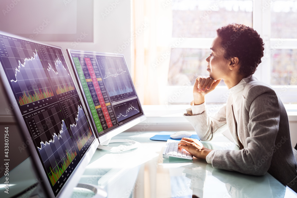 Canvas Prints African Stock Market Analyst Business Woman