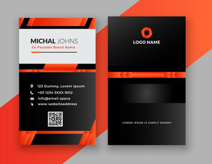 Modern  clean orange and black  elegant business card design template with professional  layout