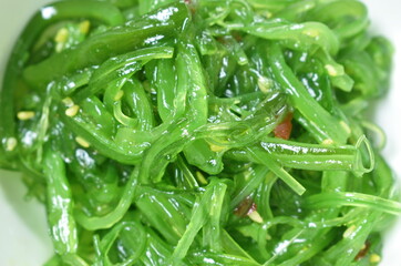 Chukka wakame or seaweed in sesame oil Japanese salad in cup