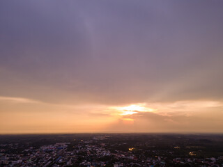 Beautiful sky at Sisaket Province, Thailand in the evening.