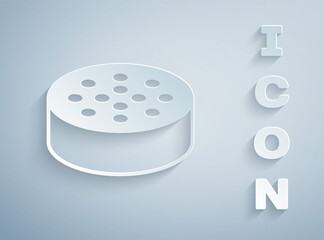 Paper cut Water sensor icon isolated on grey background. Paper art style. Vector