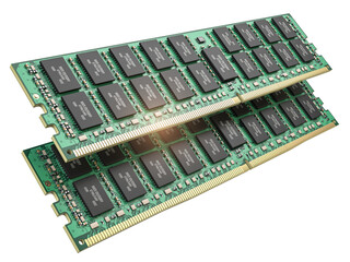 DDR ram computer memory modules isolated on white. - obrazy, fototapety, plakaty