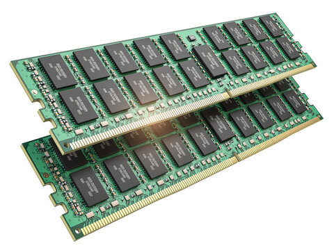 DDR ram computer memory modules isolated on white.