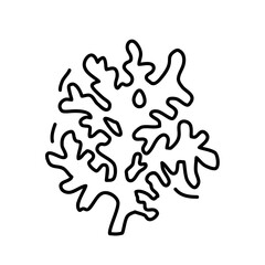 Sea coral. Underwater life. Vector doodle illustration drawn by hand on a white isolated background. Sticker, decorative marine element.
