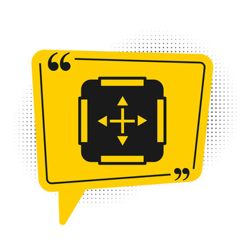 Black Area measurement icon isolated on white background. Yellow speech bubble symbol. Vector