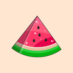 Watermelon cute vector illustration, fresh slice of watermelon