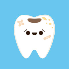 Teeth character design. Teeth cartoon vector. dental equipment vector. Tartar buildup are common dental.
