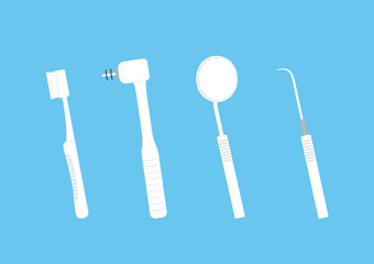 Dental equipment cartoon vector. Dental equipment on blue background.