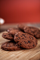 Chocolate chip cookies on a bowl. High quality photo.