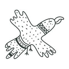 Cute nursery hand drawn eagle in scandinavian style. Childish print for nursery, kids apparel, poster, postcard.  scandi style coloring book. drawing for coloring. doodle animal.