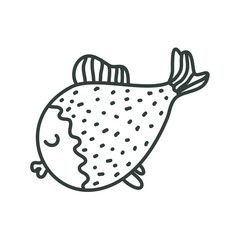 Cute nursery hand drawn little fish in scandinavian style. Childish print for nursery, kids apparel, poster, postcard. Vector Illustration