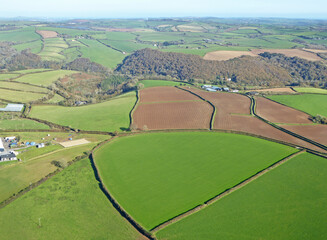 	
Aerial view of fields in Devon