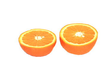 Juicy oranges on a white background. The main fruit for vitamin C and immunity