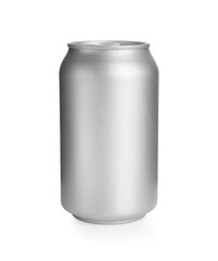 Aluminium can of beverage isolated on white