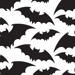 seamless pattern with halloween bats isolated on white background