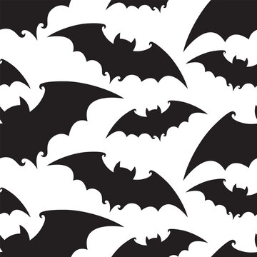 seamless pattern with halloween bats isolated on white background