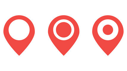 Location icons set in red isolated on white background