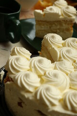 white cake with creamy swirls