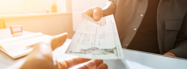 Payroll Compensation Cheque. Bank Paycheck