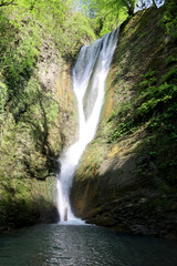 Obraz premium Orekhovsky Waterfall in the vicinity of Sochi, a popular tourist route