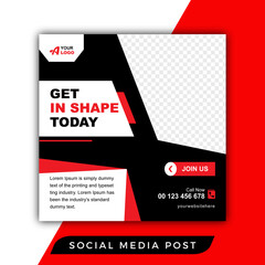 get in shape gym social media post template 