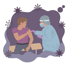vector graphic illustration of human vaccination