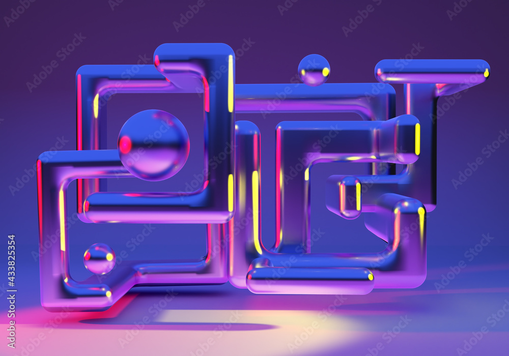 Poster abstract background from neon lines. abstract purple design. texture with 3d labyrinth. lines creati