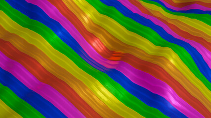 iridescent smooth surface of iridescent color. waves on the surface of the plane. 3d render illustration