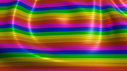 iridescent smooth surface of iridescent color. waves on the surface of the plane. 3d render illustration