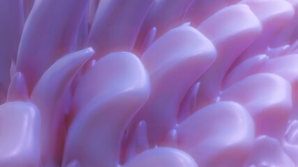purple warped background with waves and deformations. 3d render illustration