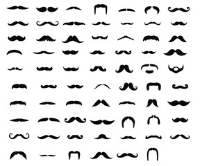 Fototapeta premium Collection of black and white moustache vector. 
