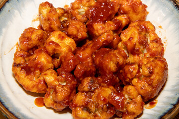 A plate of delicious Chinese style buffalo florets