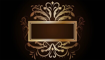 golden gradient  frame, royal frame, black and brown gradient background, vector illustration, vintage decoration