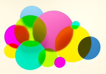 Abstract geometry backgraund. Background texture with multi-colored circles. The background consists of abstract circles. Geometric 3D texture with rings. Multicolored pattern on white background