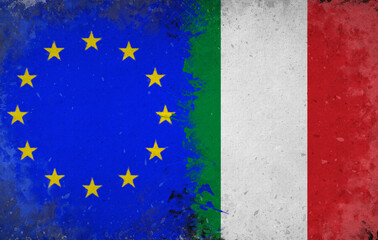 Italy, Italian Republic and European Union, European Union Background - Watercolor Design