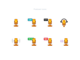 Podcast icons set